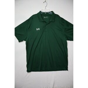 Under Armour Mens HeatGear Polo Shirt 2XL Green Short Sleeve Loose Fit Athletic